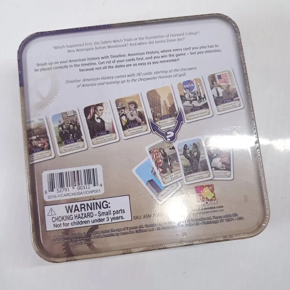 NEW Timeline American History Card Game Metal Tin Asmodee ASM-TIM06